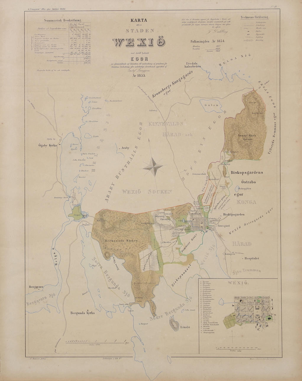 WEXIÖN KAUPUNGIN KARTTA, 1855.