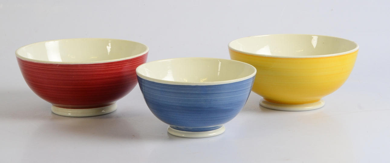 STIG LINDBERG. SKÅLAR, 3-stycken, "Colores", flintgods.