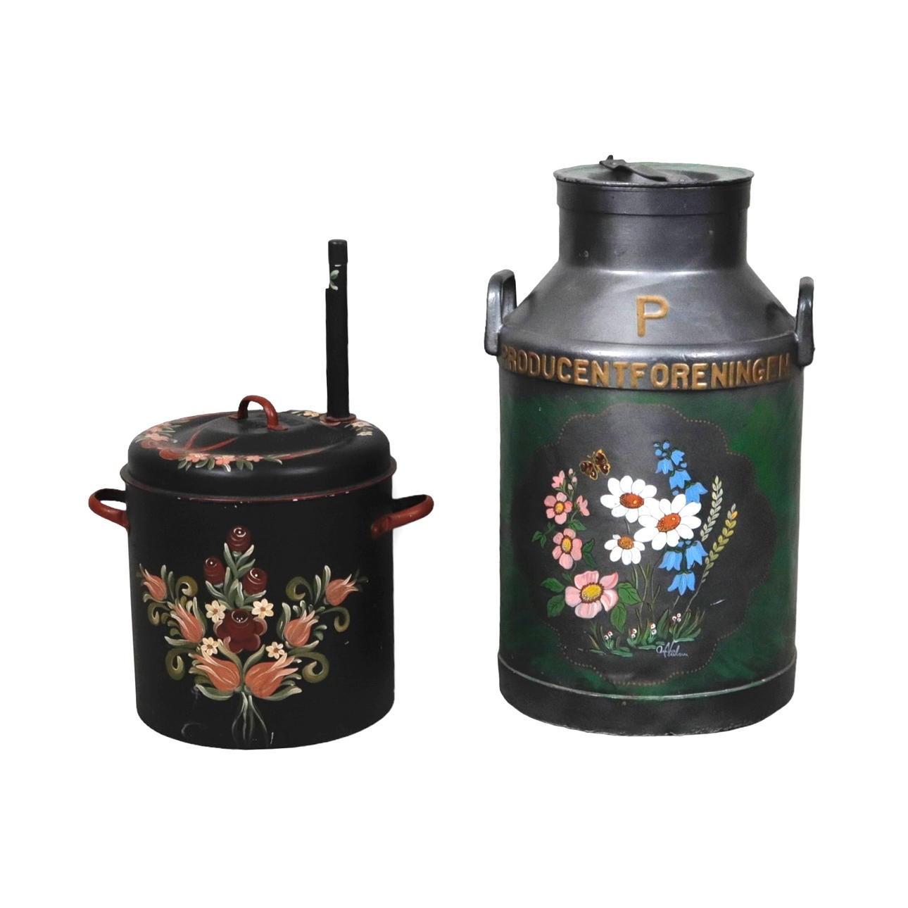 KANNUJA, 2 st, maalattua 1900-tal.