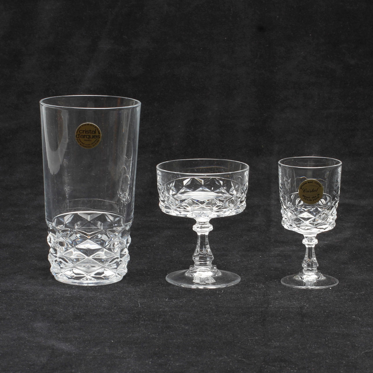 SERVISDELAR, kristall, 47 delar. "Pompadour", Cristal d'Arques.