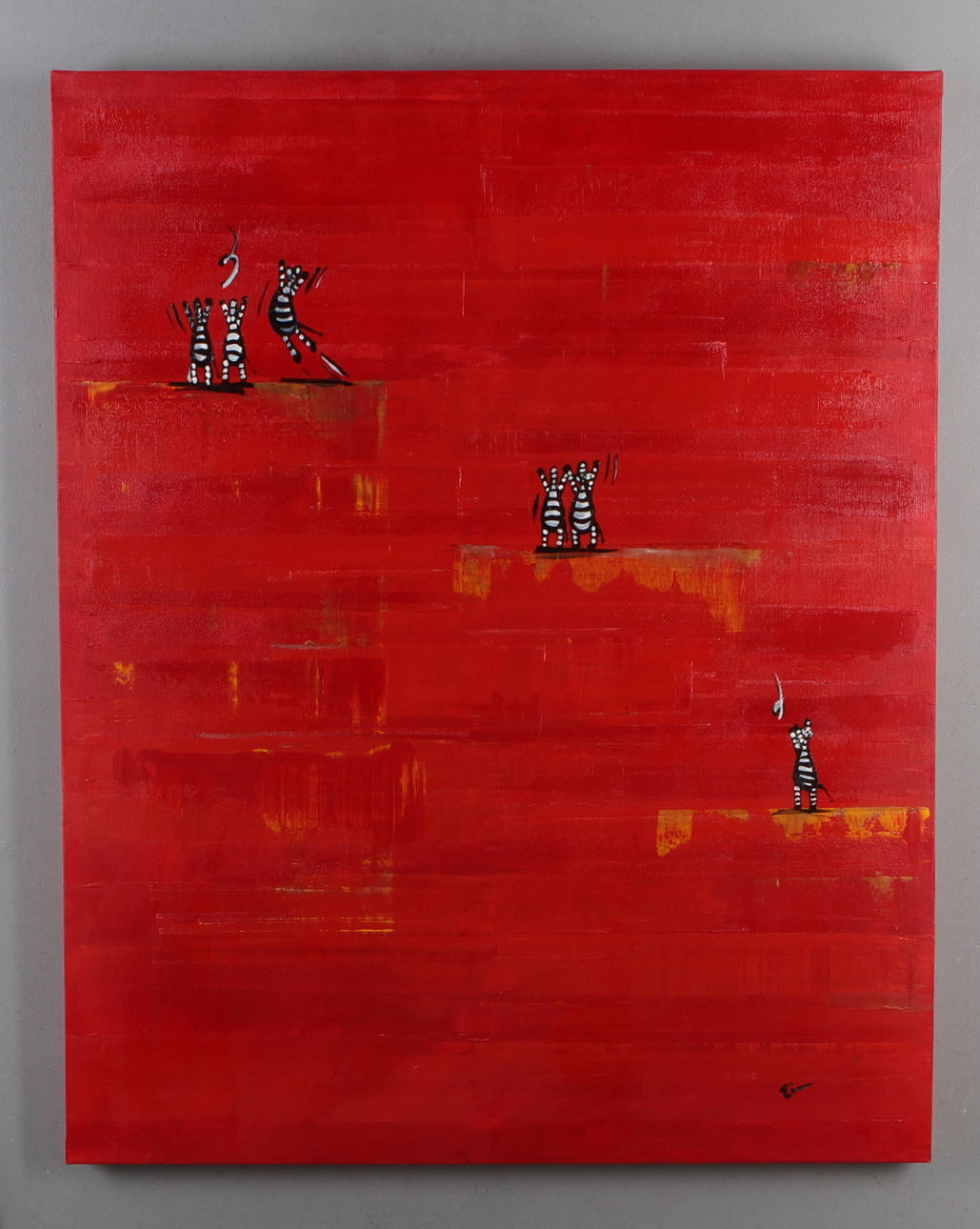EIRA FOGELBERG. Komposition med Zebror, olja på duk, signerad.