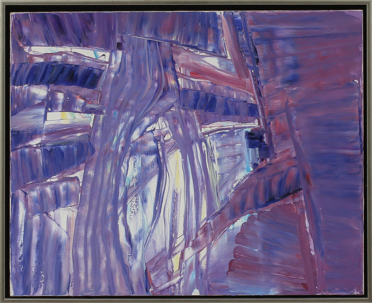 BENGT OLSON. Komposition, olja på duk, signerad.