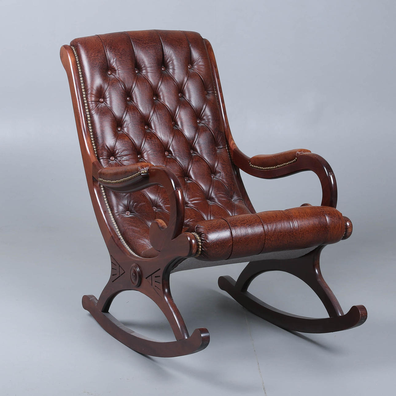 Schaukelstuhl, Leder, englischer Stil.