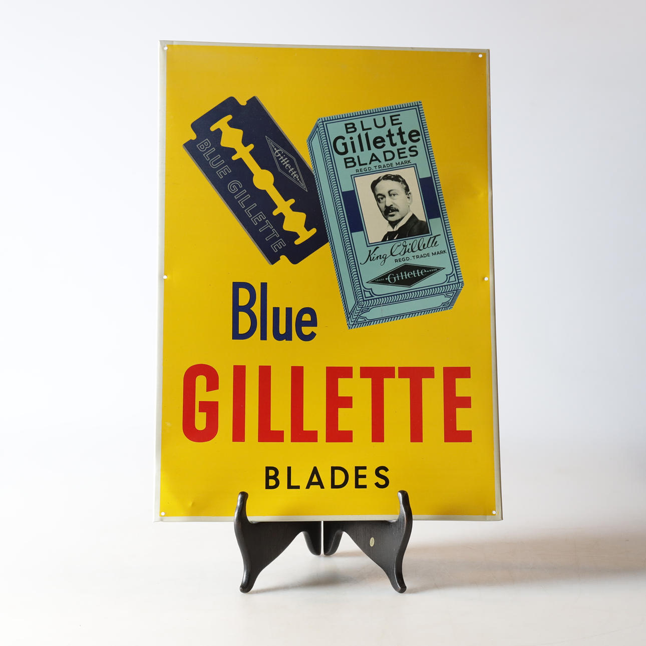 An advertising sign, lithographed plate, “Blue Gillette Blades”, mid ...