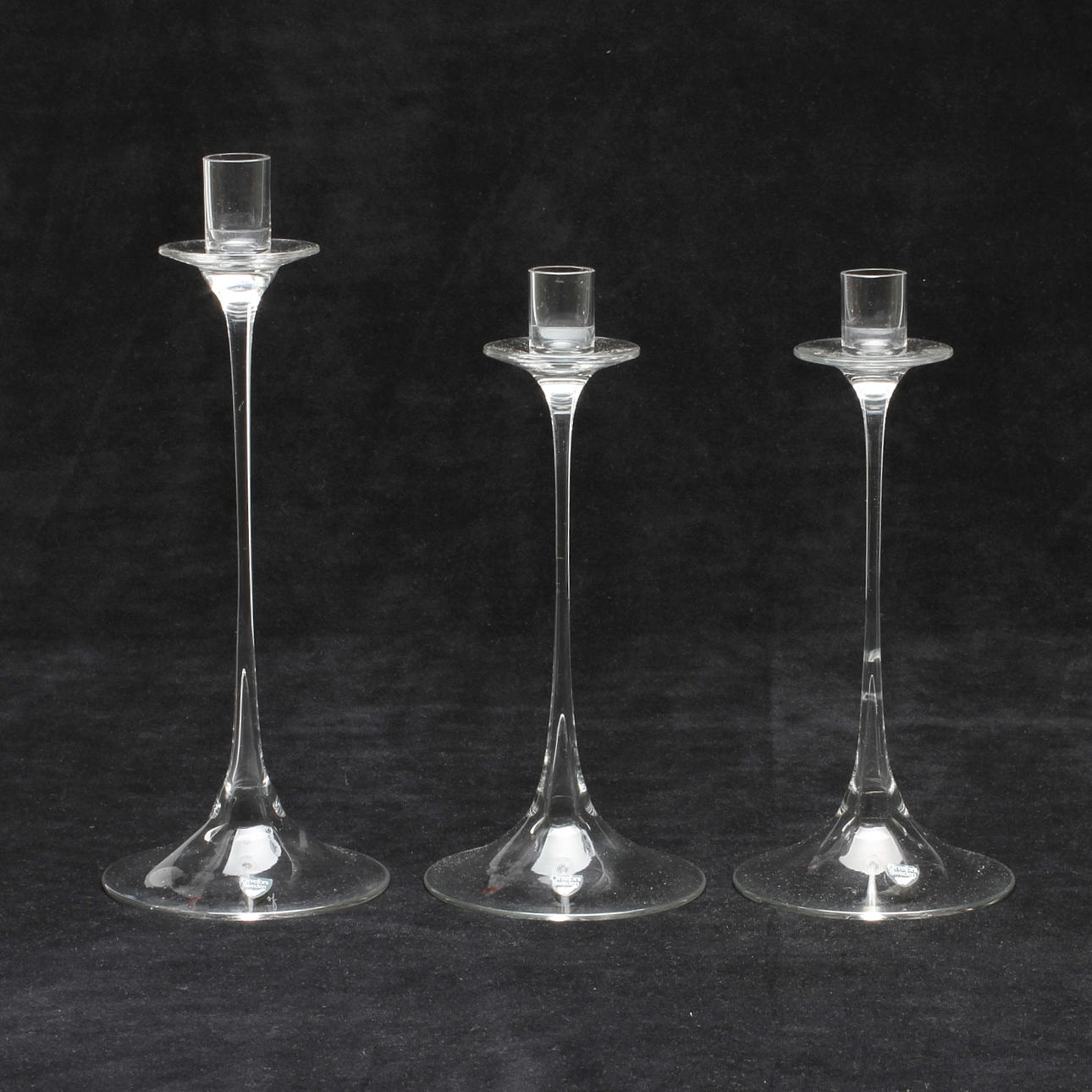 LJUSSTAKAR, 3 st, glas, "Gabriel", Nils Landberg, Orrefors.