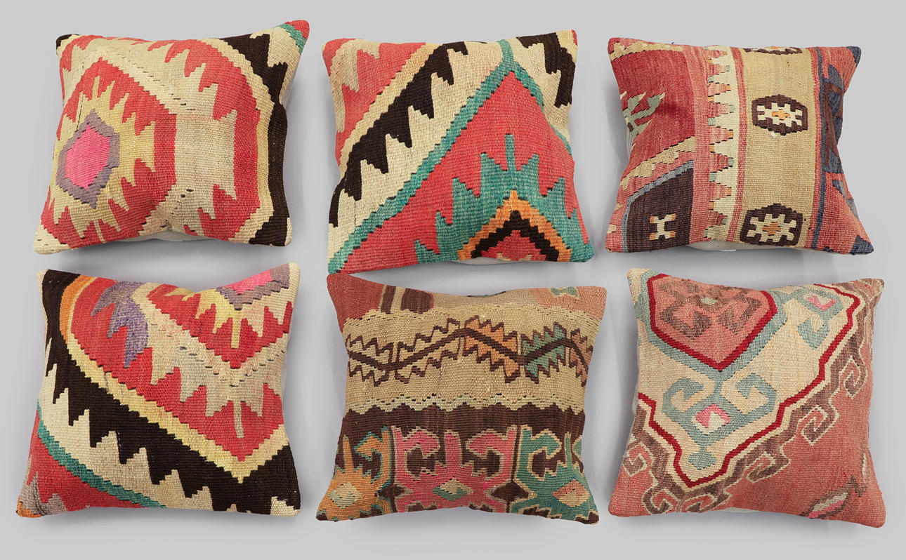 KUDDFODRAL. 6 stycken, kelim, ca 40 x 40 cm.