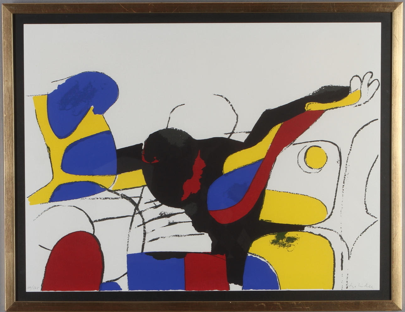 LAGE LINDELL. Komposition, färglitografi, signerad och numrerad 100/175.