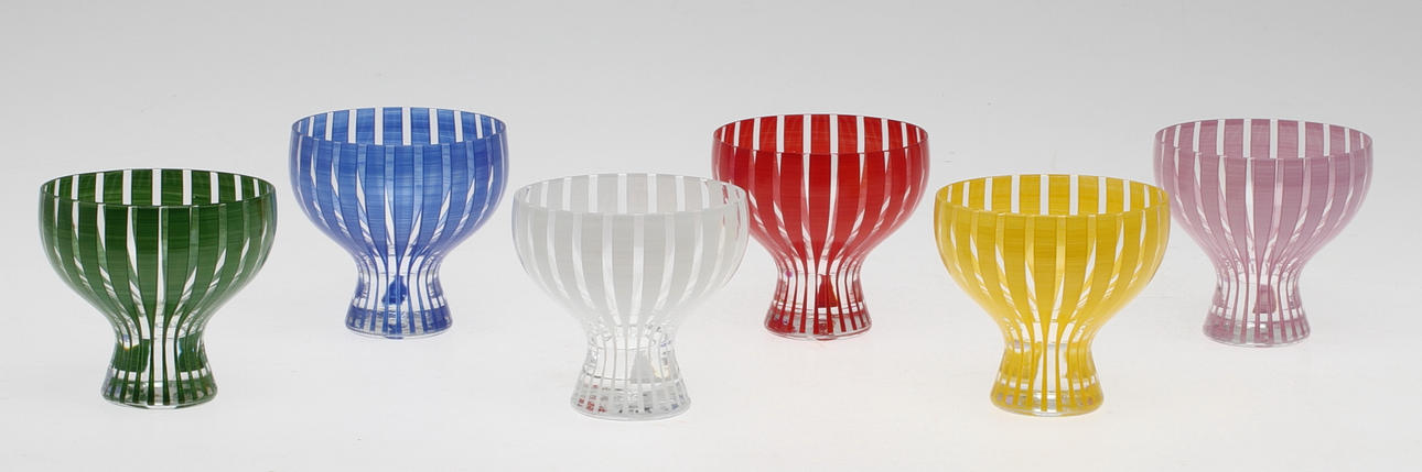 SKÅLAR, 6 st, "Strikt", Bengt Orup, Johansfors.