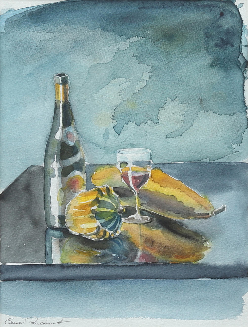 SUNE RUDNERT. Bodegón, acuarela, firmado.