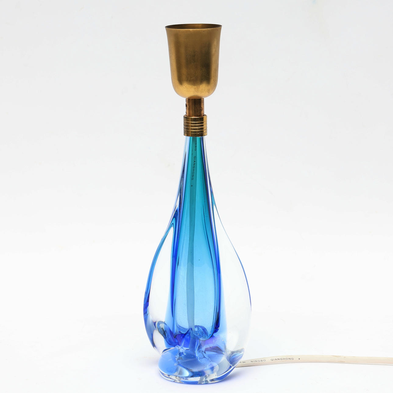 A glass table lamp, probably Murano, Italy.
