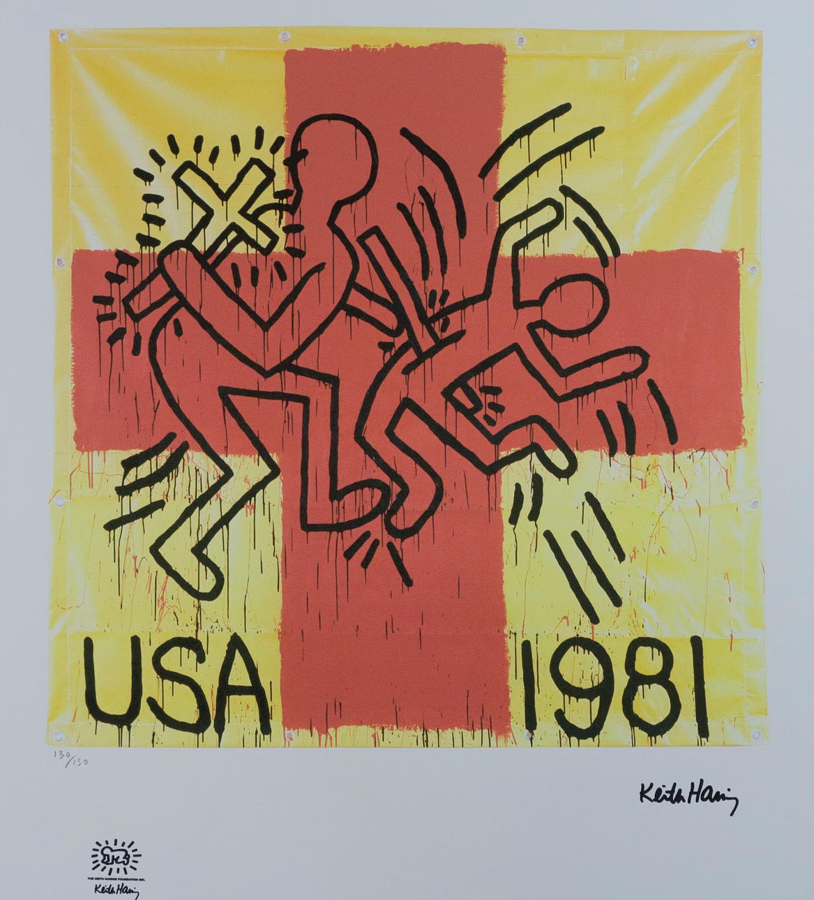 - HARING, KEITH. SEGÚN. - Sin título (EE. UU. 1981), litografía offset a color.