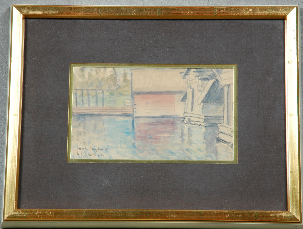 LUDVIG LUBBE NORDSTRÖM. 1882- 1942, akvarell, " Sjöbodar Fågelboda " signerad daterad -24.