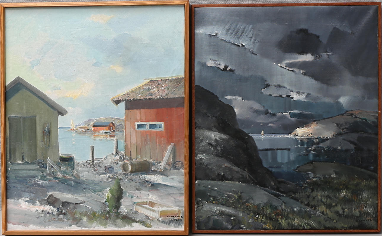 OIDENTIFIERAD KONSTNÄR. 2 oljor på duk, signerade F. Lorentz, daterade -65 och -66.