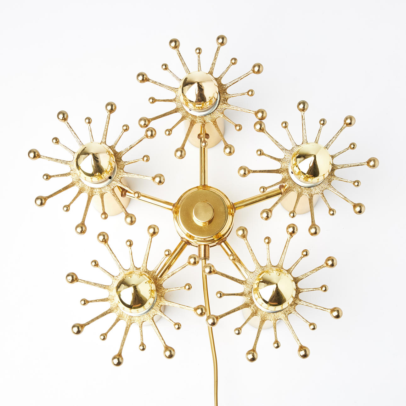 WAND-/DECKENLAMPE Nipro, Norwegen, Messing, 5 Lichtpunkte.