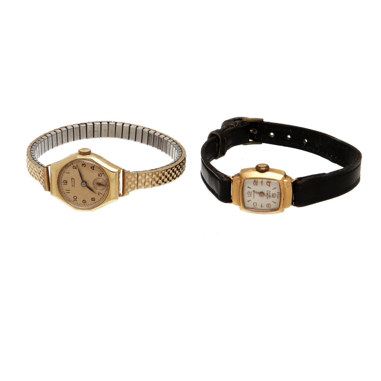 DAMARMBANDSUR, 2 st, 18k och 14k guld i ur.