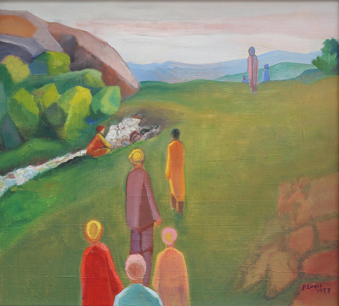 PAUL LAGER. "Källan". Olja på duk, signerad och daterad 1957.