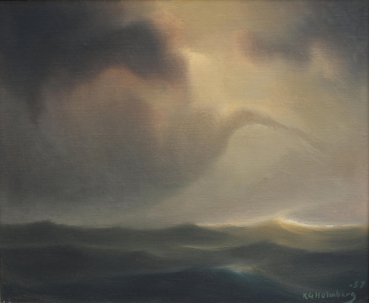 KARL GUSTAV HOLMBERG. Storm på nordsjön. Olja på pannå, signerad och daterad -57.