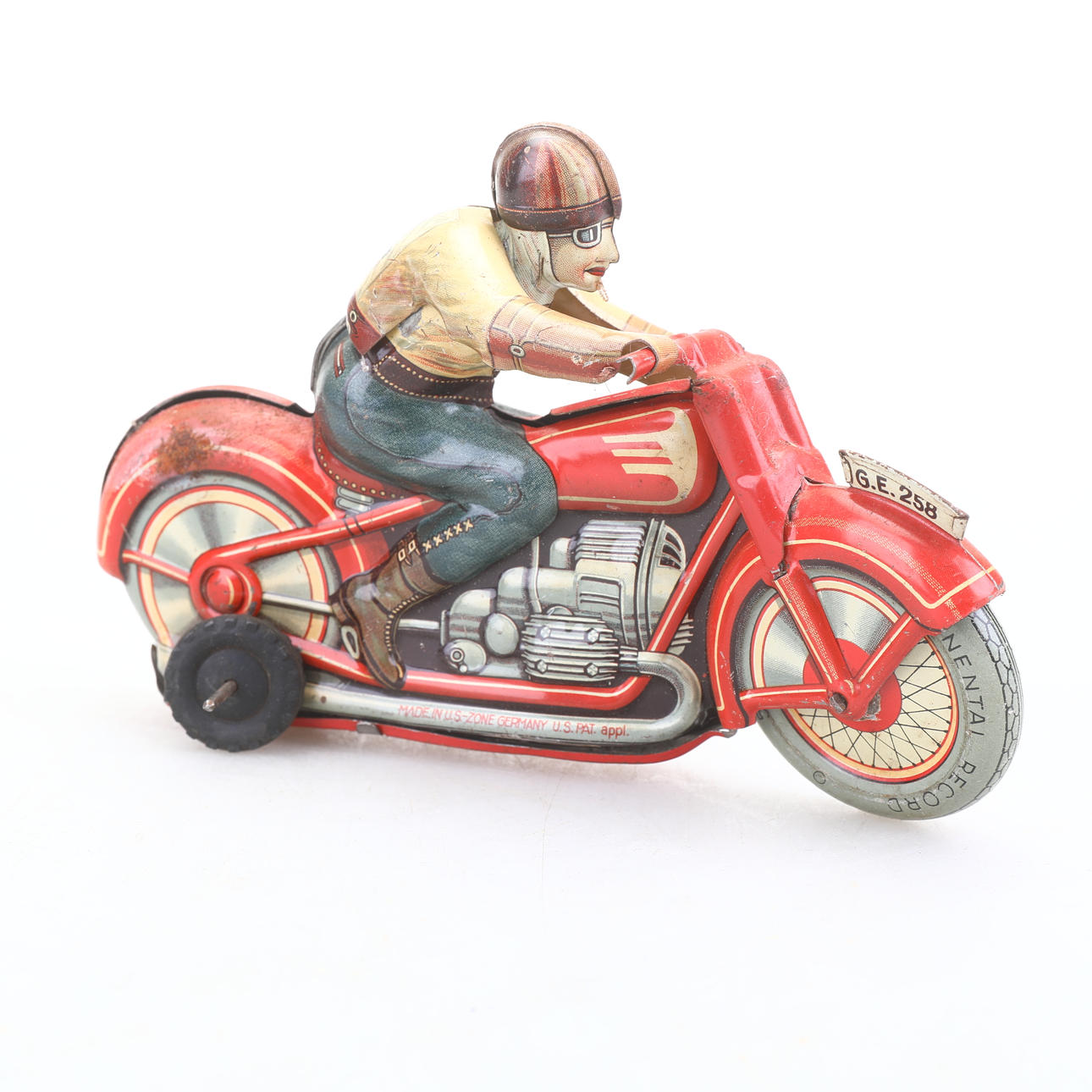 MOTORCYCLE, toy, lithographed sheet metal, Technofix, Germany.