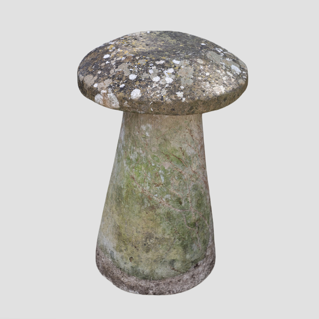A 19TH CENTURY STADDLE STONE.