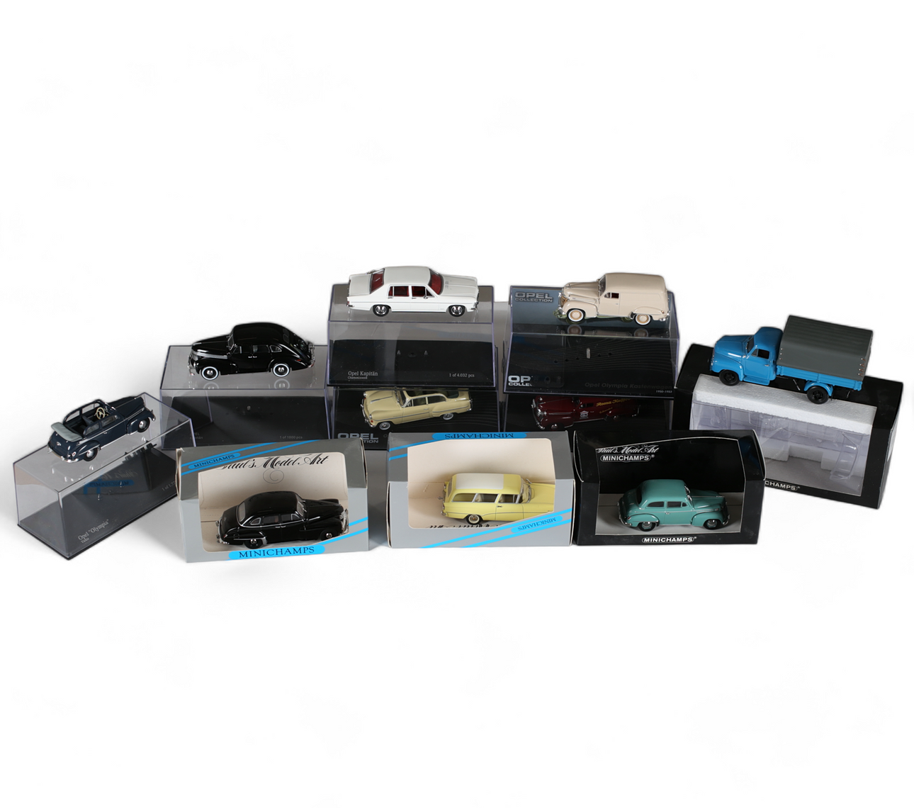 MODELBILER, 10 stk, metal, Opel modeller, Minichamps.
