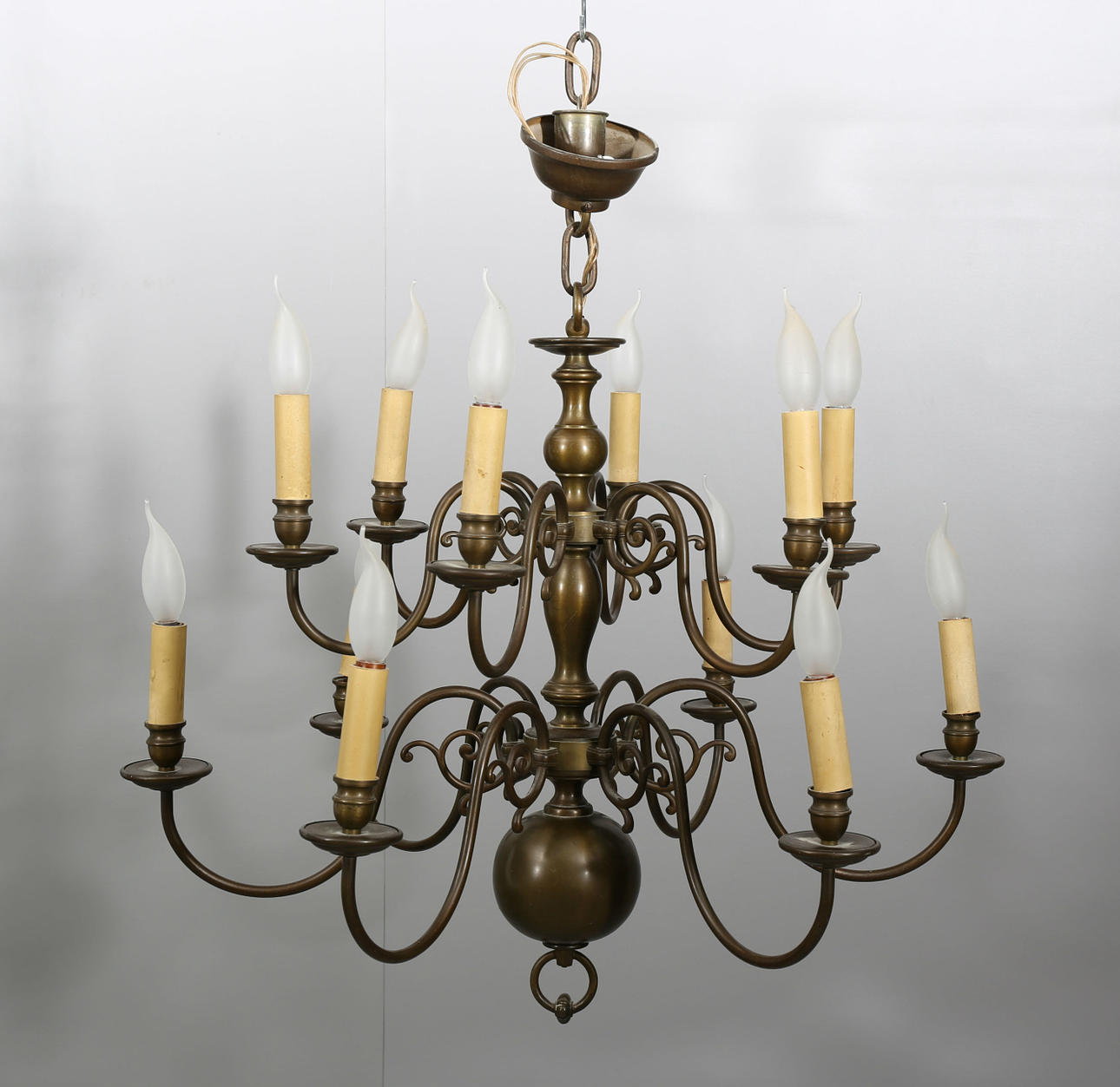 TAKLAMPA, metall, 12 armar, barockstil, 1900-tal.