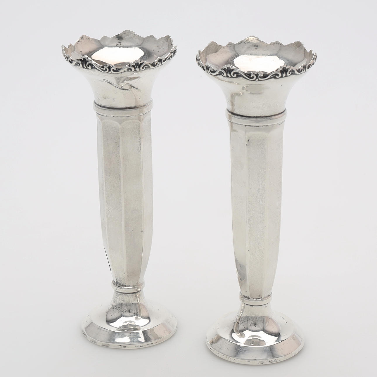 Lysestager, et par, HM sølv, England, 19. årh.