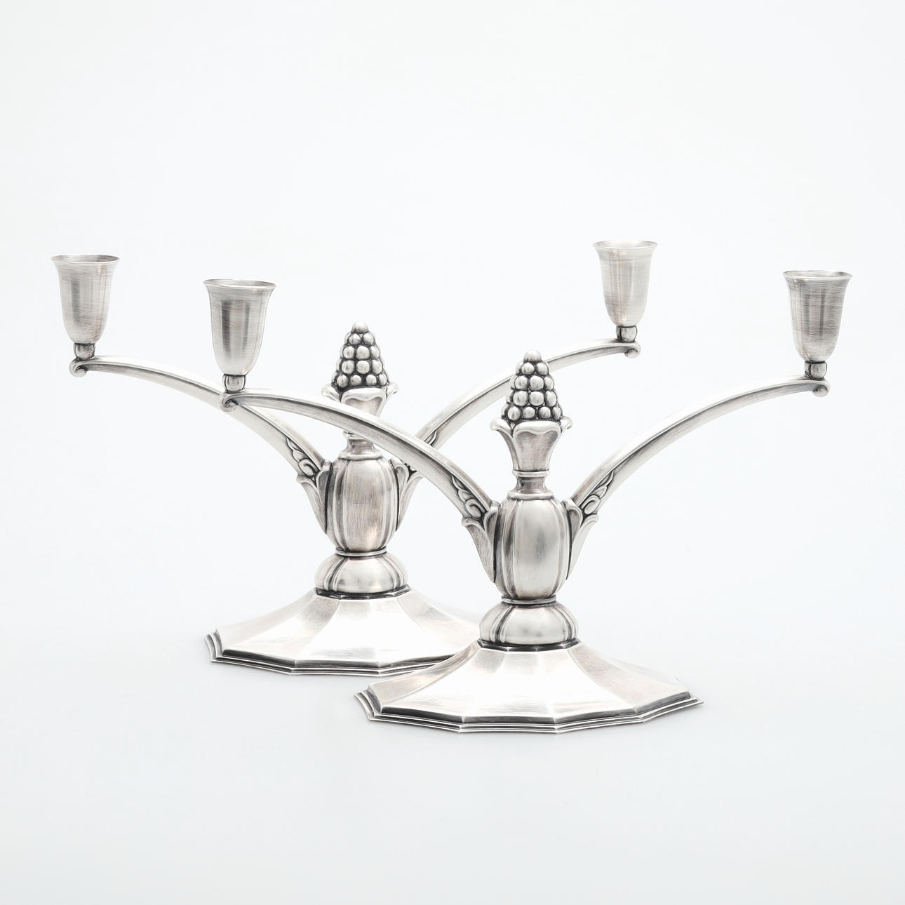 Lysestager, et par, sterlingsølv, Atla, Danmark.