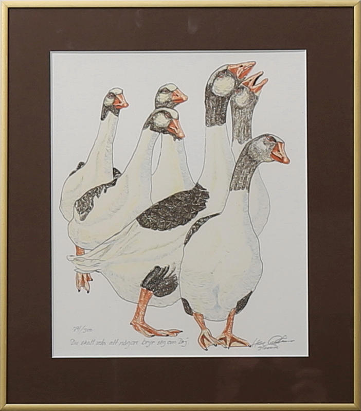 HASSE ANDERSSON. Färglitografi "Du skall veta att någon bryr sig om dig" Signerad och numrerad 74/300.