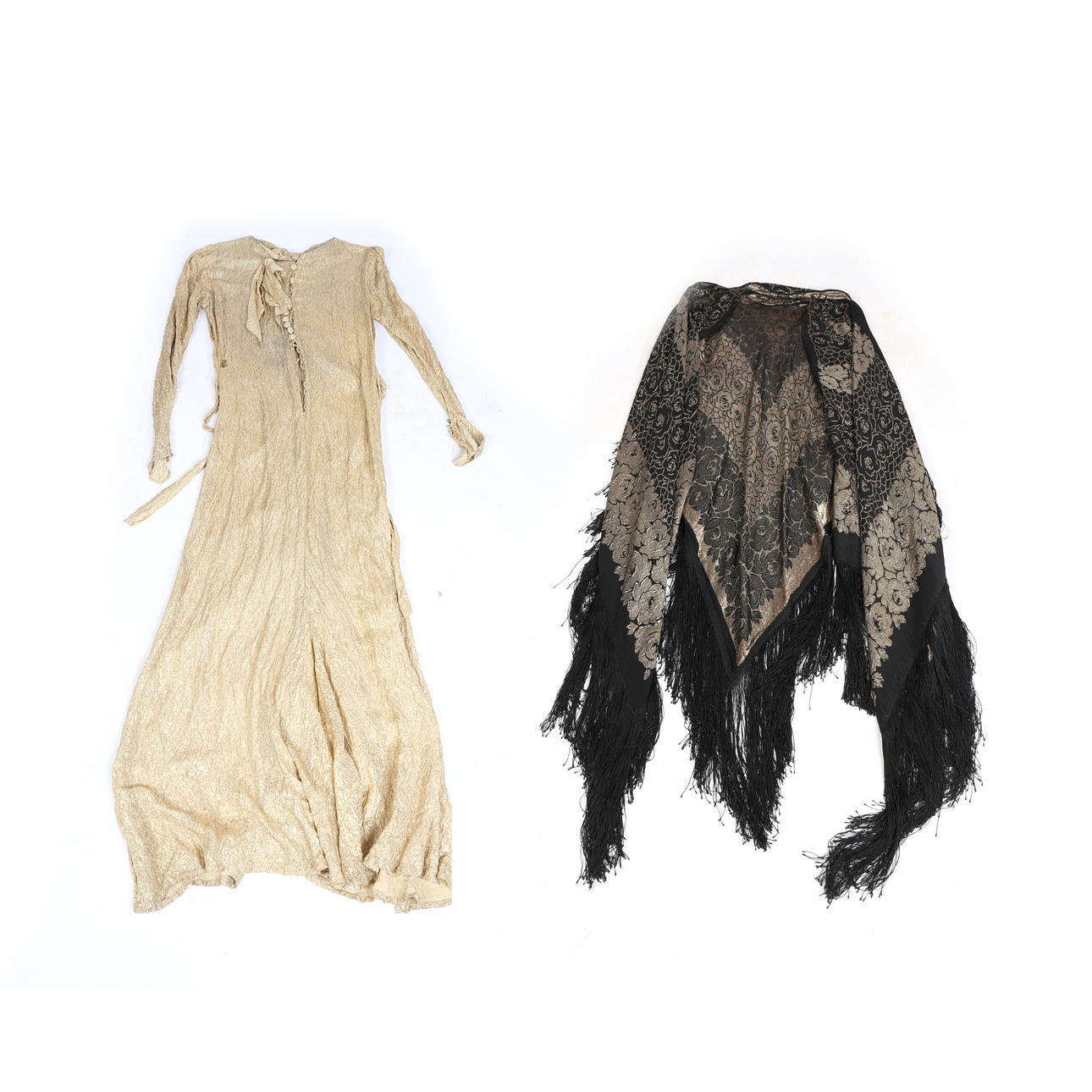 VINTAGE GULDKJOLE OG KAPPE, 1920.