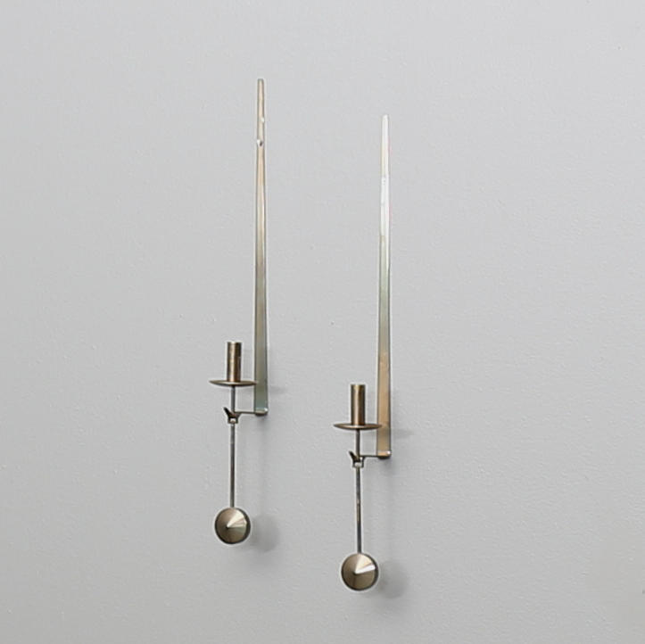 VÄGGLJUSSTAKAR, mässing, 2 st, Pierre Forsell, Skultuna.