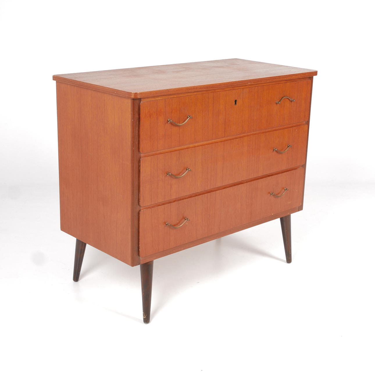 Kommode, tre rækker, teakfiner, 1950'erne.