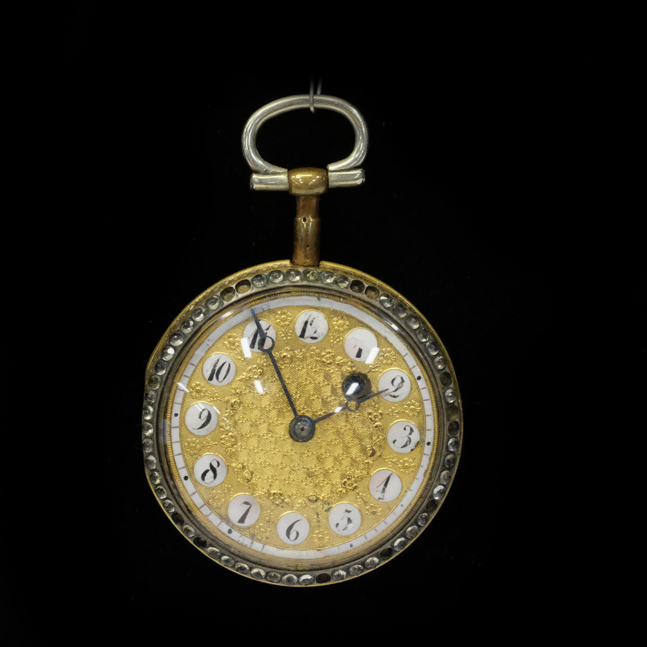 TASCHENUHR SPINDELWELLE, VERGOLDETES MESSING.