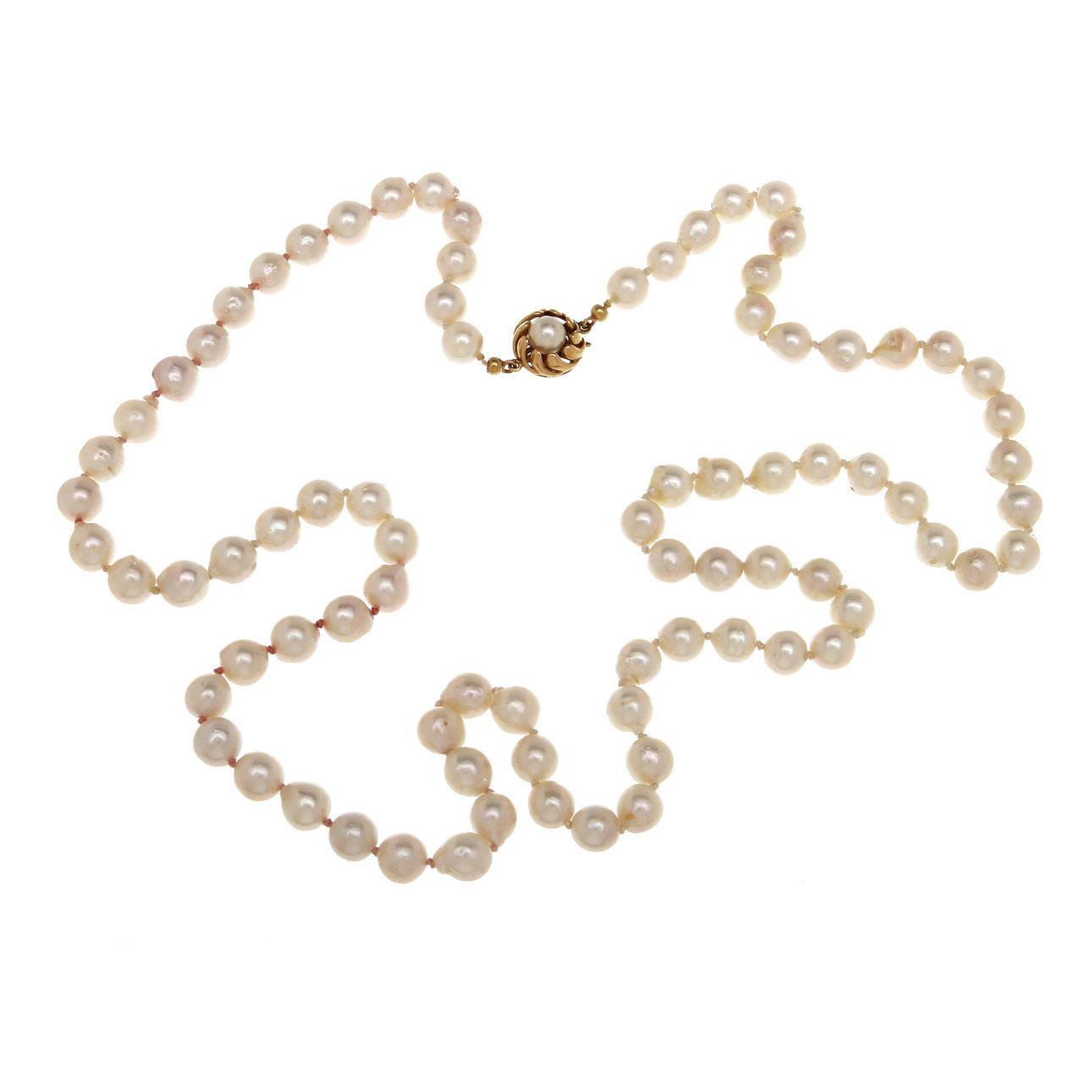 PÄRLCOLLIER, lås 18K rödguld.