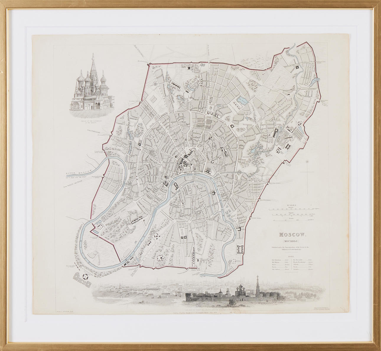 LITHOGRAPH MAP MOSCOW, London 1836.