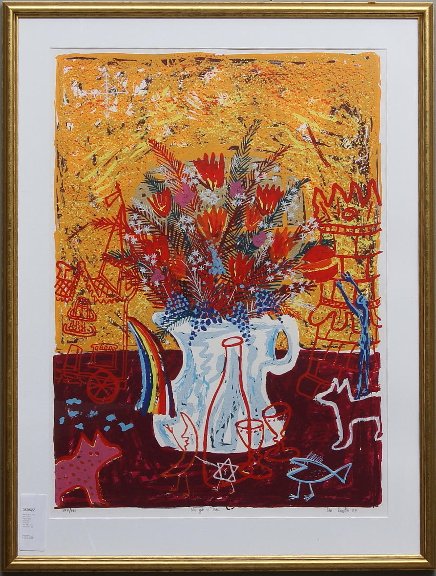 IAN RUSTH. "Nu går vi hem". Färglitografi, signerad, numrerad 187/190 och daterad 97.