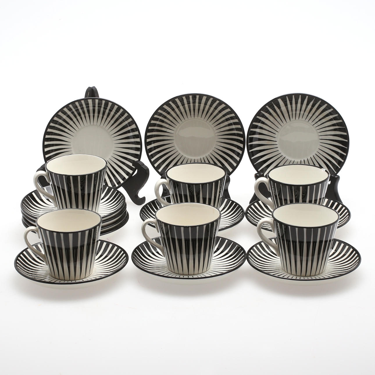 KAFFESERVIS, 18 delar, "Zebra", Eugen Trost, Upsala-Ekeby, Gefle, porslin, 1900-talets mitt.