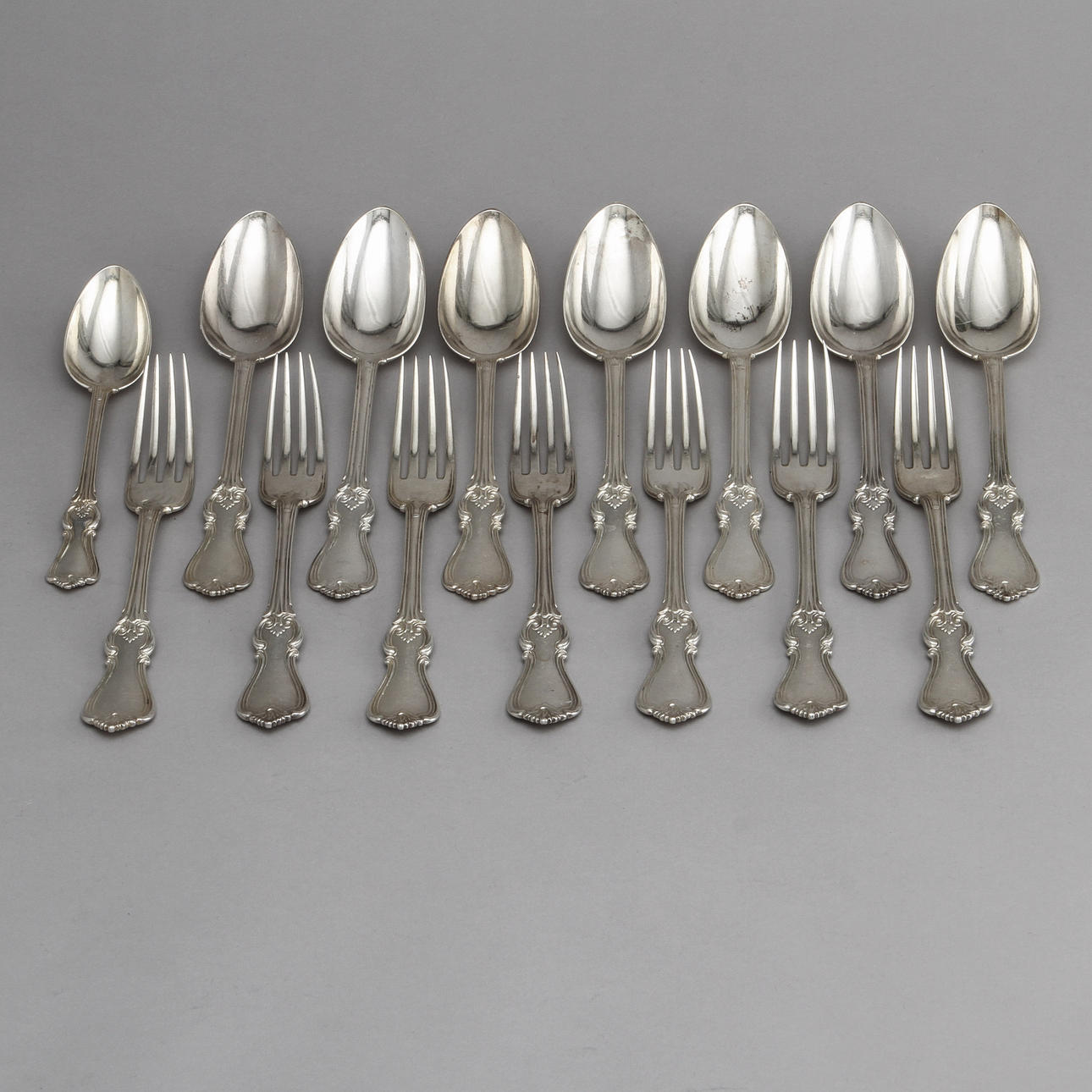 BESTICKSERVISDELAR, 15 st, "Olga", Gustaf Möllenborg,Stockholm, 1900-talets mitt. Vikt 1330 gram.