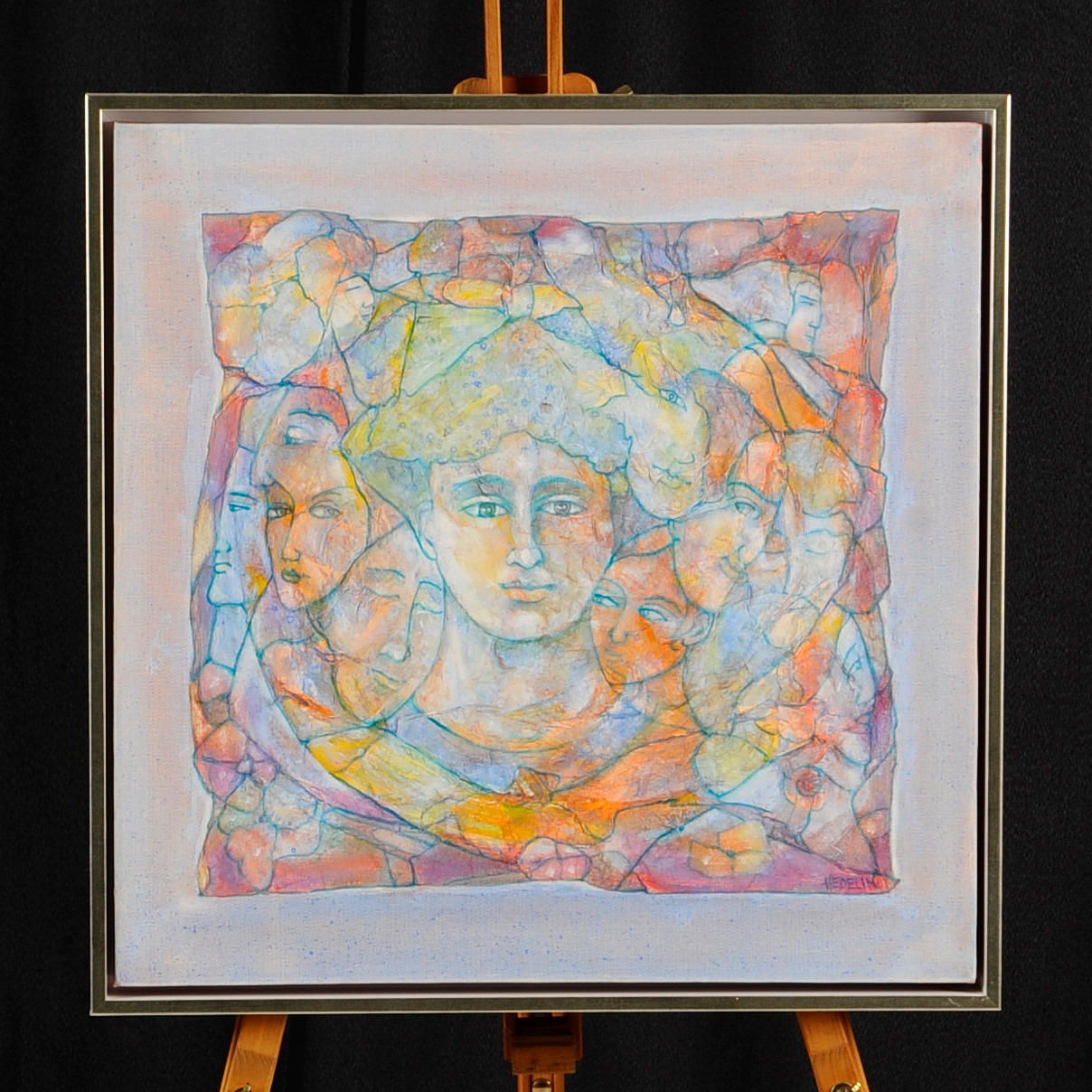 RITA LILLEMOR HEDELIN. Tempera on canvas, “Huvudbry” signed and dated 2011.