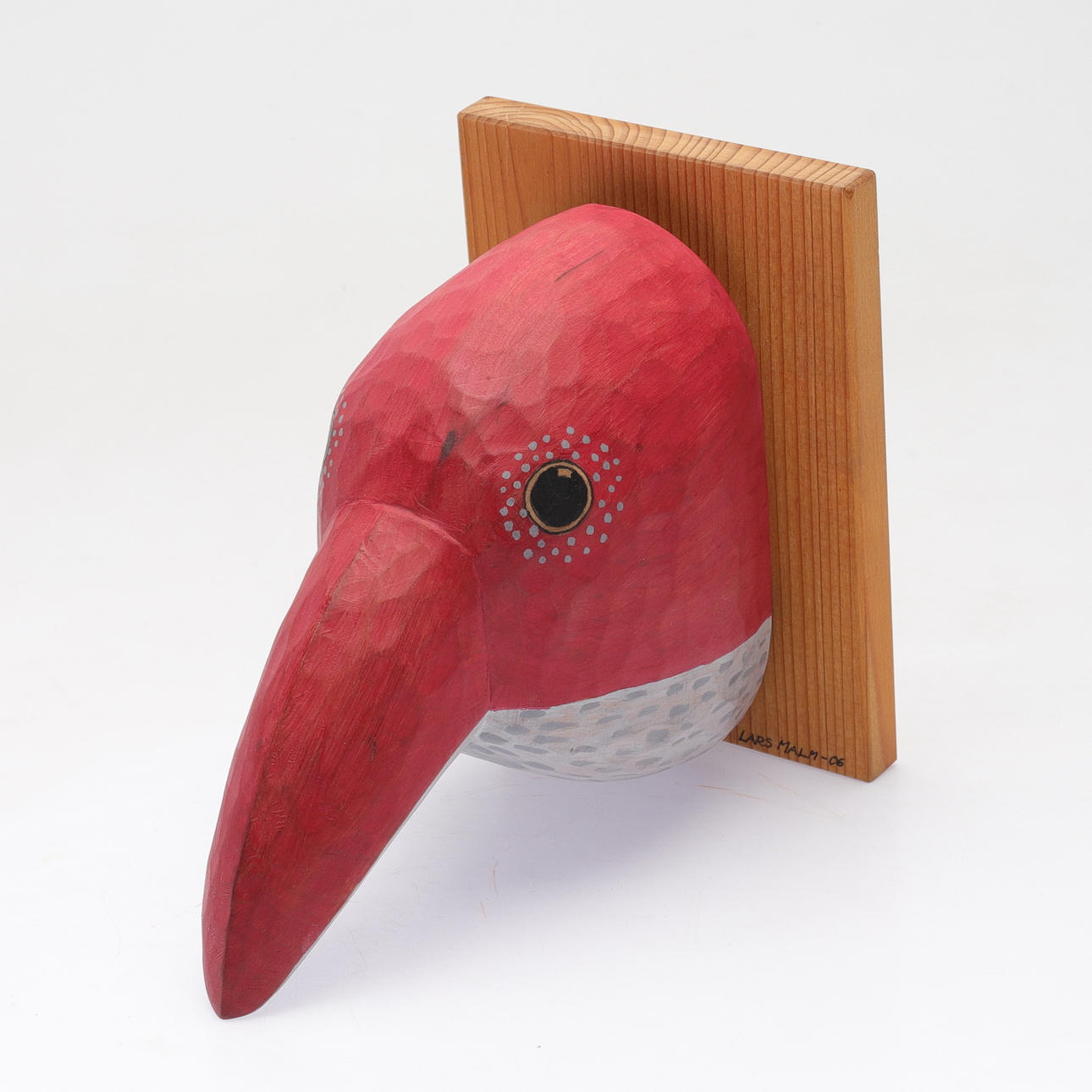 LARS MALM. “Head”, wall sculpture, wood, signed and dated -06.