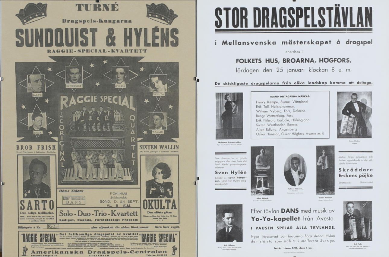 AFFISCHER, 10 st, dragspel, 1900-talet.