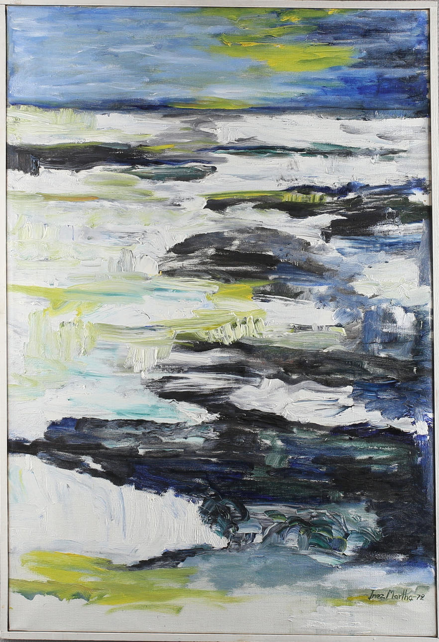 INEZ MARTHA JOHANSSON. Kustlandskap, olja på duk, signerad samt daterad -72.