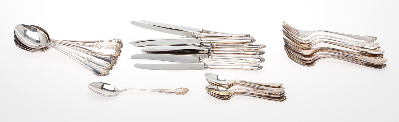BESTICKSERVIS, 46 delar, silver. Vikt ca 1600 gram.