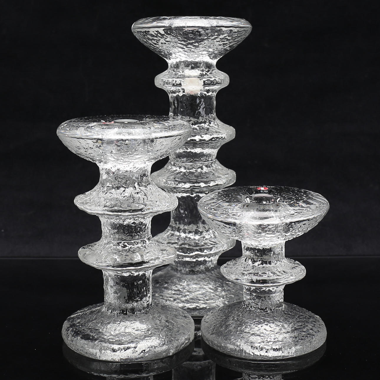 LJUSSTAKAR, 3 st, glas, "Festivo", Timo Sarpaneva, Iittala.