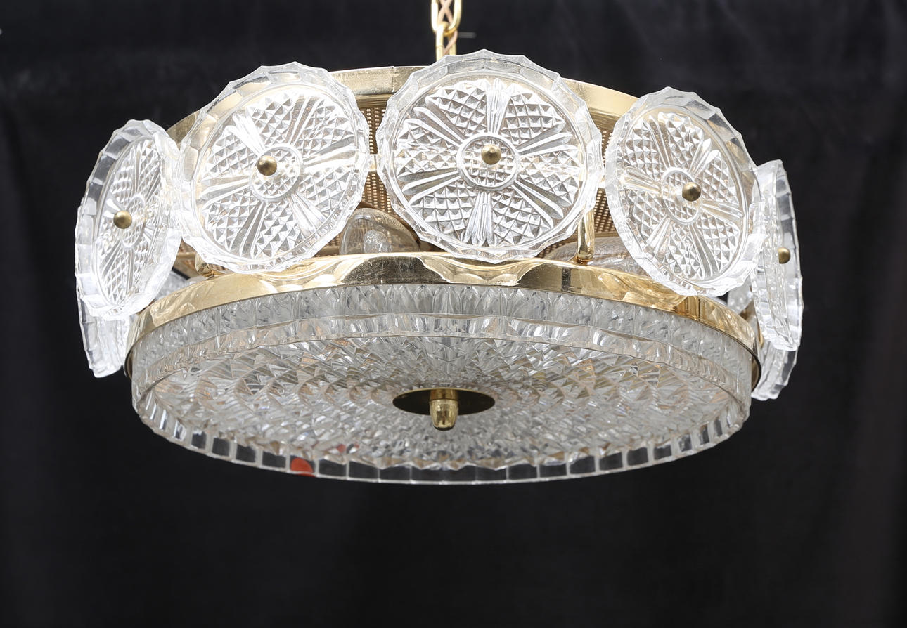 TAKLAMPA, Carl Fagerlund, Orrefors, 1900-talets andra hälft, diameter ca. 33 cm.