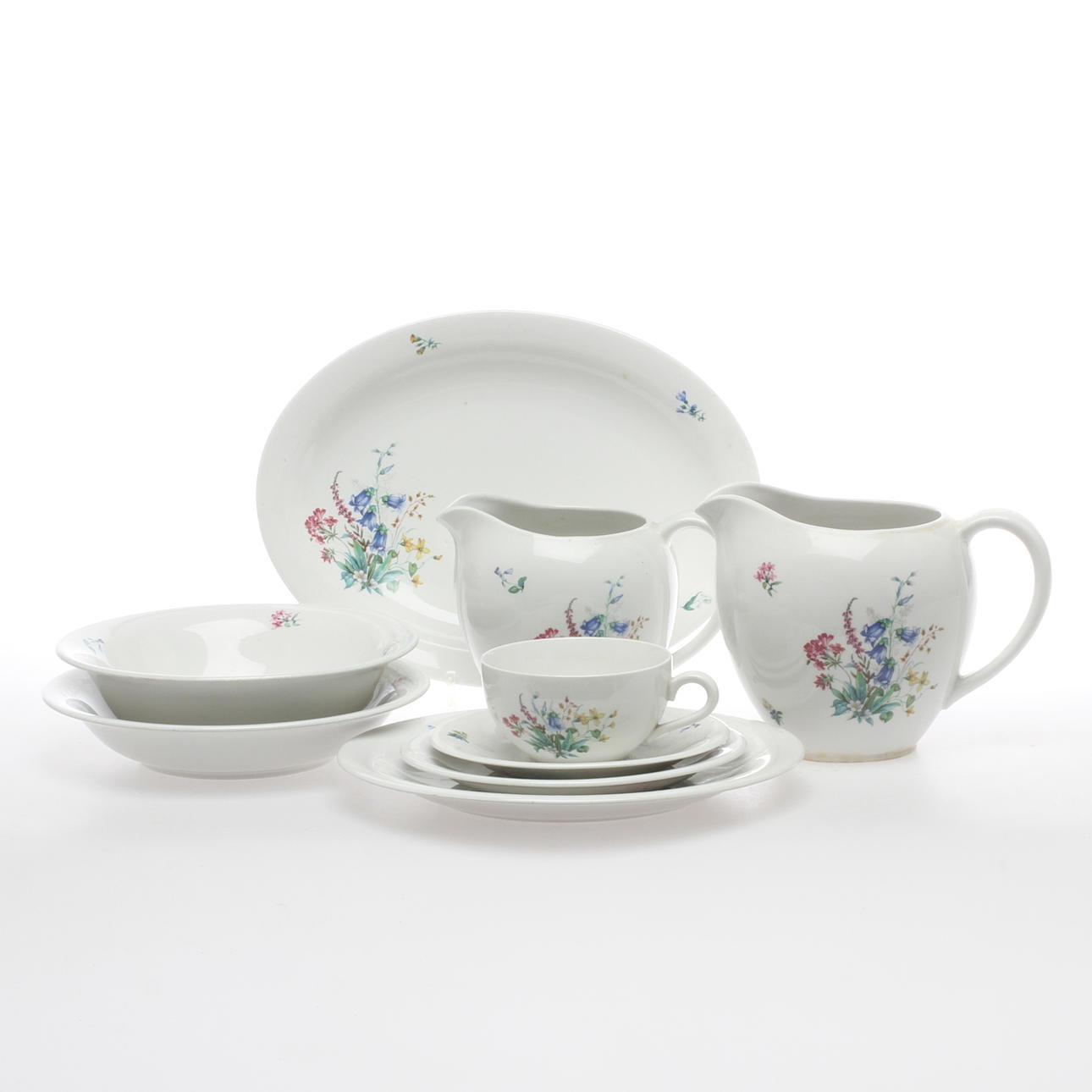 SERVISDELAR, 39 delar, porslin, "Bukett", Lidabruk, Rörstrand.