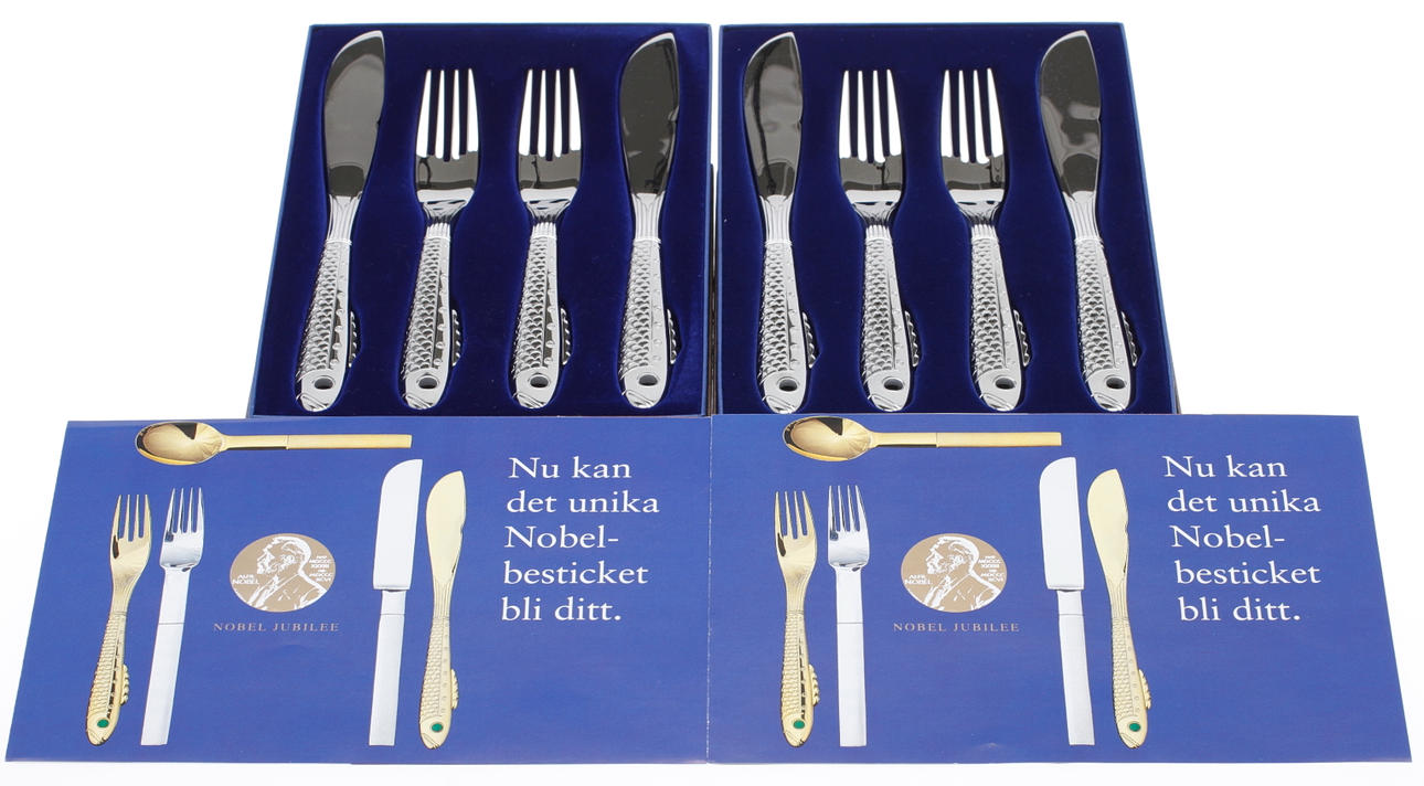 FISKBESTICK, 8 delar, rostfritt stål, "Nobel", Gunnar Cyrén, Gense.