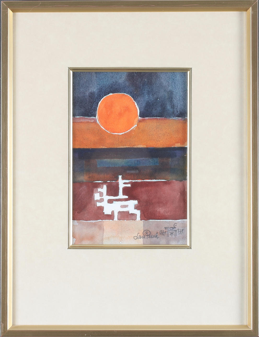 LARS PIRAK. Midnattssol, akvarell, signerad.