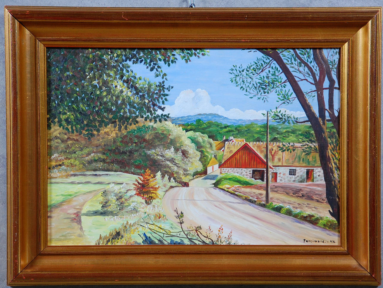 PERCIWALD. olja på pannå, signerad, daterad -46.