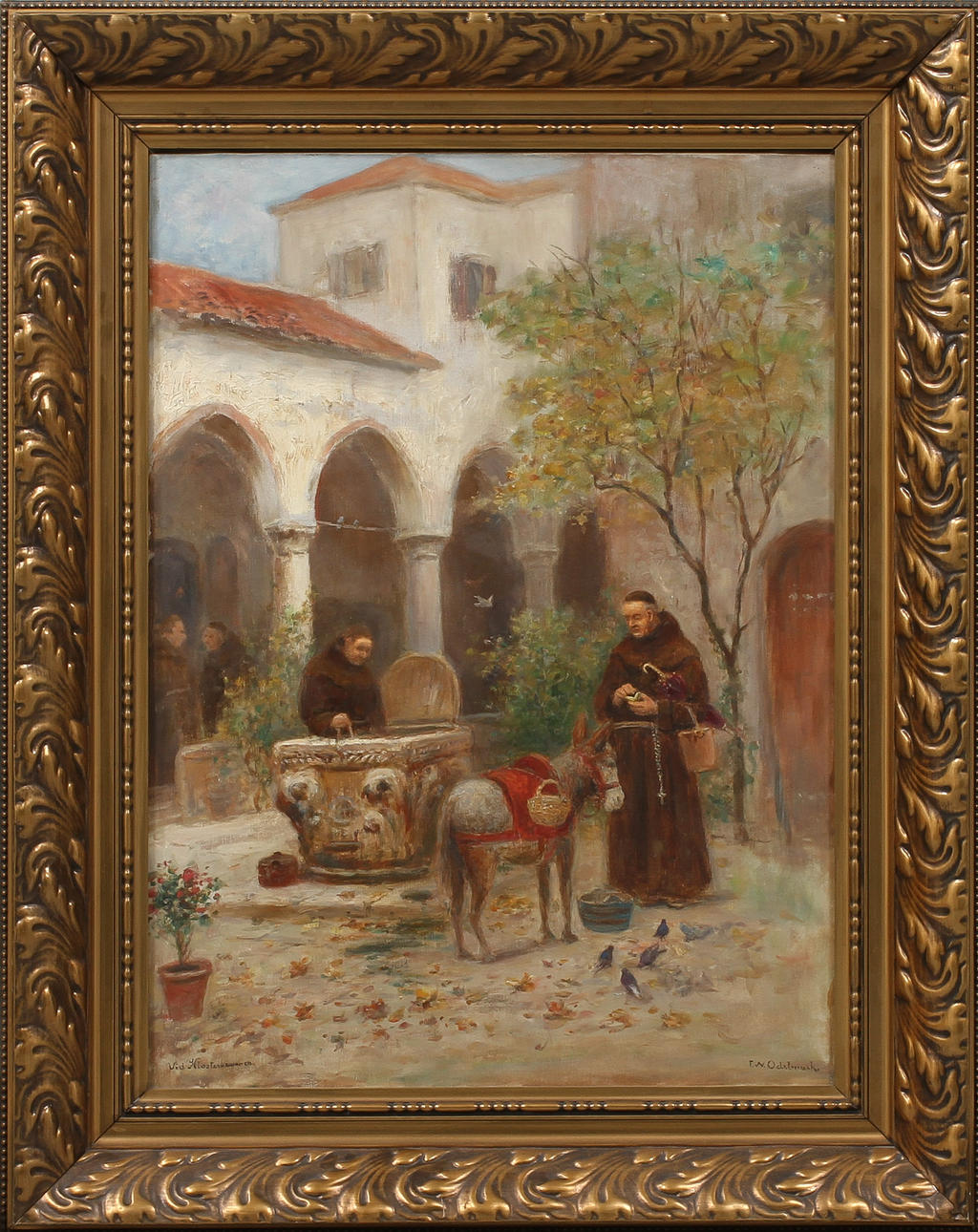 FRANS WILHELM ODELMARK. "Vid klosterbrunnen", olja på duk, signerad.