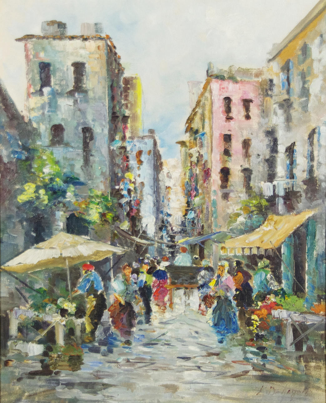 OIDENTIFIERAD KONSTNÄR. Parismotiv, olja på duk, signerad de Angelis.